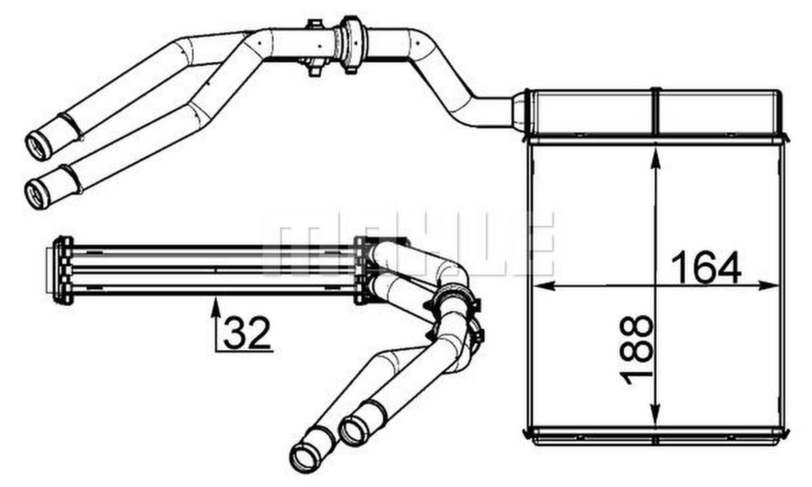 Wärmetauscher Innenraumheizung Alu 188 mm - 164 mm MAHLE für u.a. FORD MONDEO-1