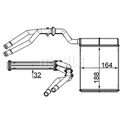 Wärmetauscher Innenraumheizung Alu 188 mm - 164 mm MAHLE für u.a. FORD MONDEO-1