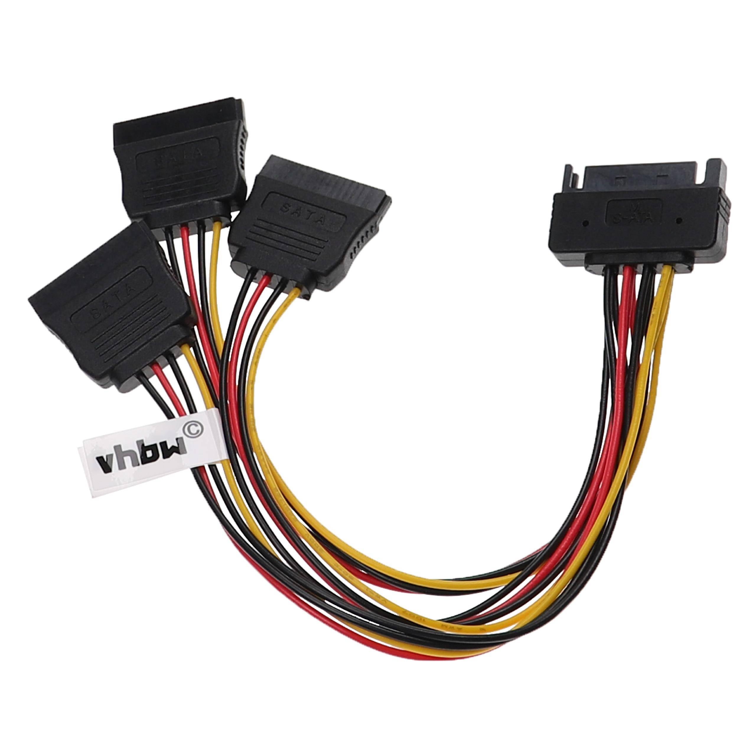vhbw SATA Stromkabel auf 3x SATA Buchse für Festplatte | Netzteil - 14,5 cm-0