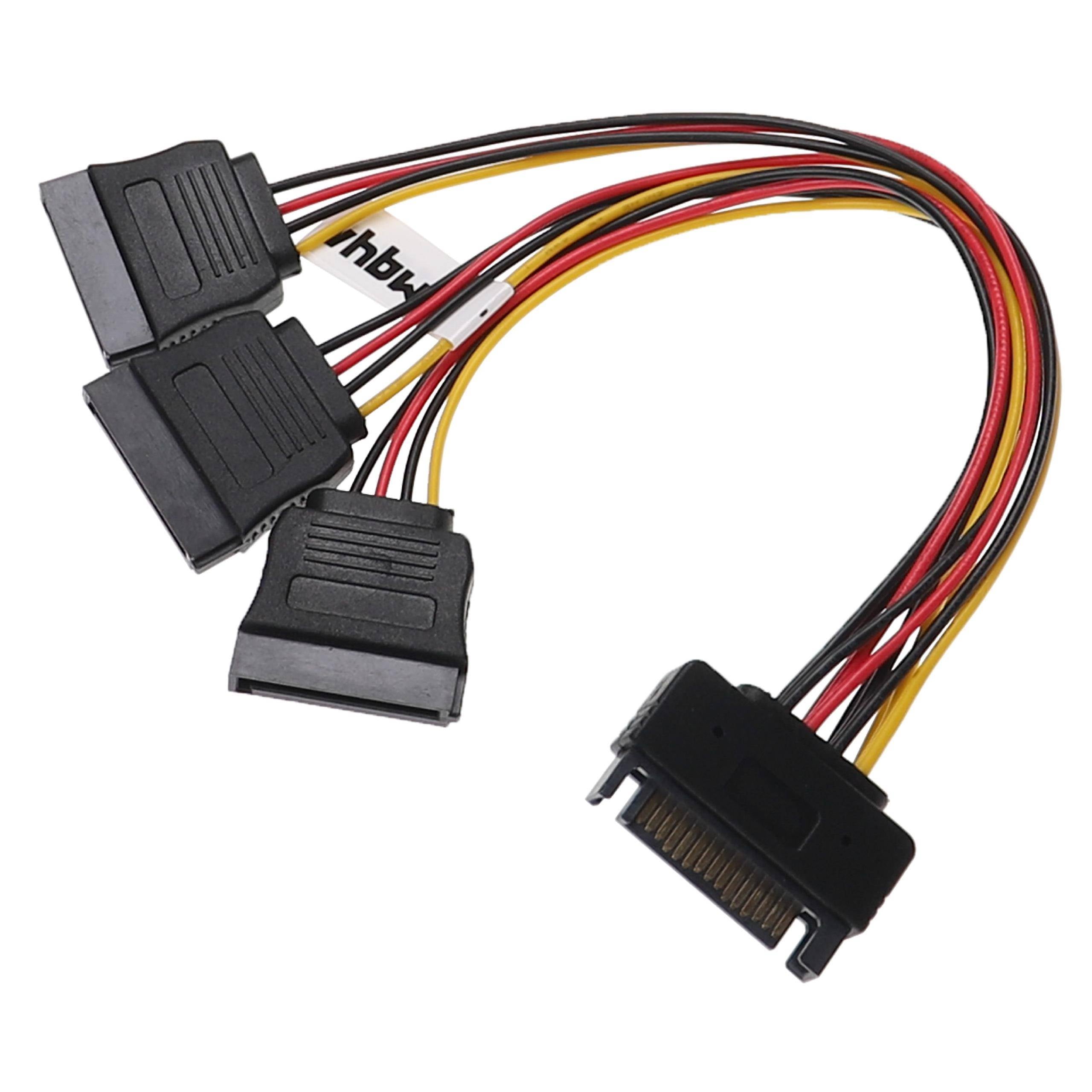 vhbw SATA Stromkabel auf 3x SATA Buchse für Festplatte | Netzteil - 14,5 cm-1