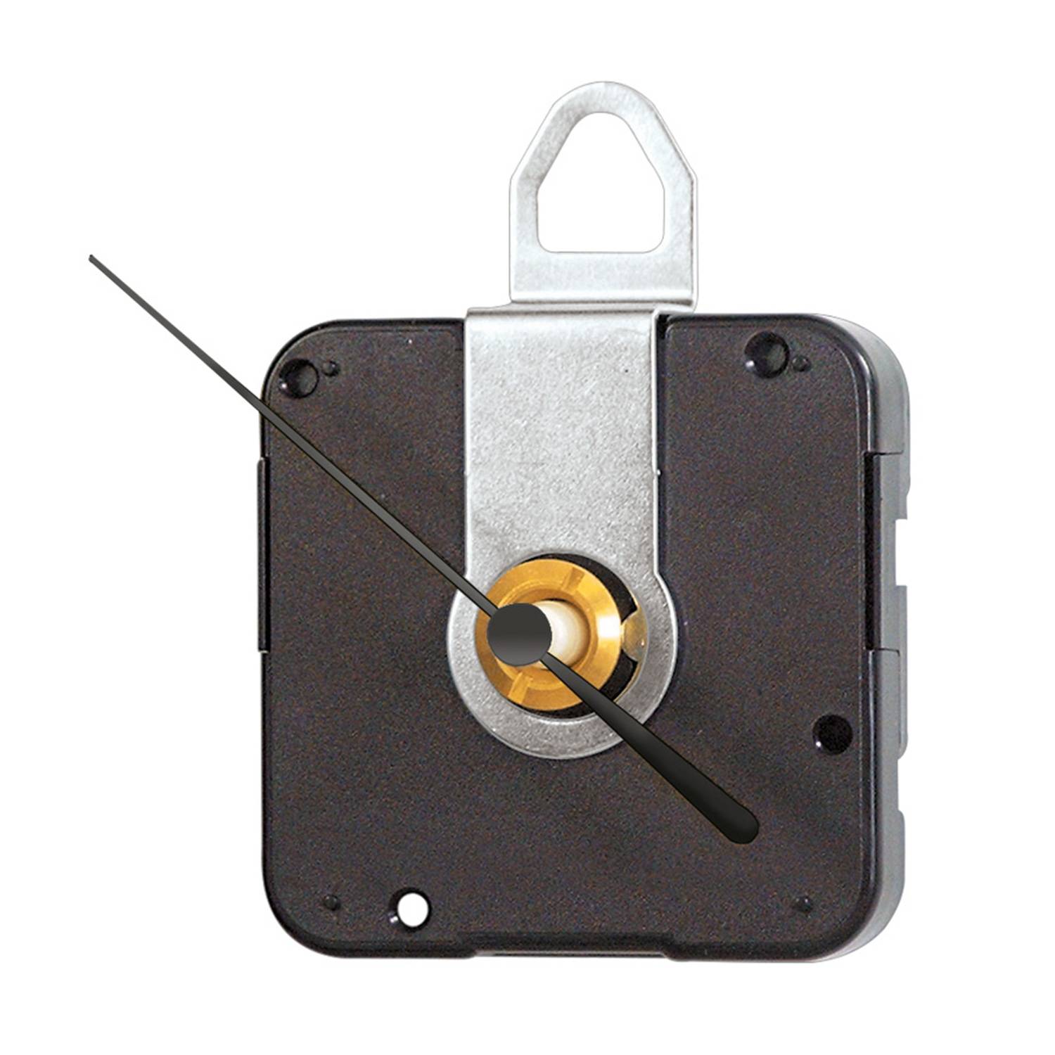 Quarzuhrwerk von Hechinger. Zu sehen ist das verkleidete Uhrwerk mit einem Zeiger.