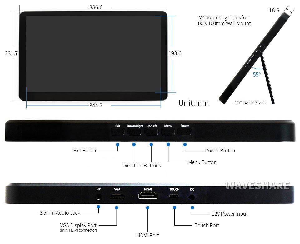 Universal 15,6\" Display mit HDMI Eingang und kapazitivem Touchscreen-4