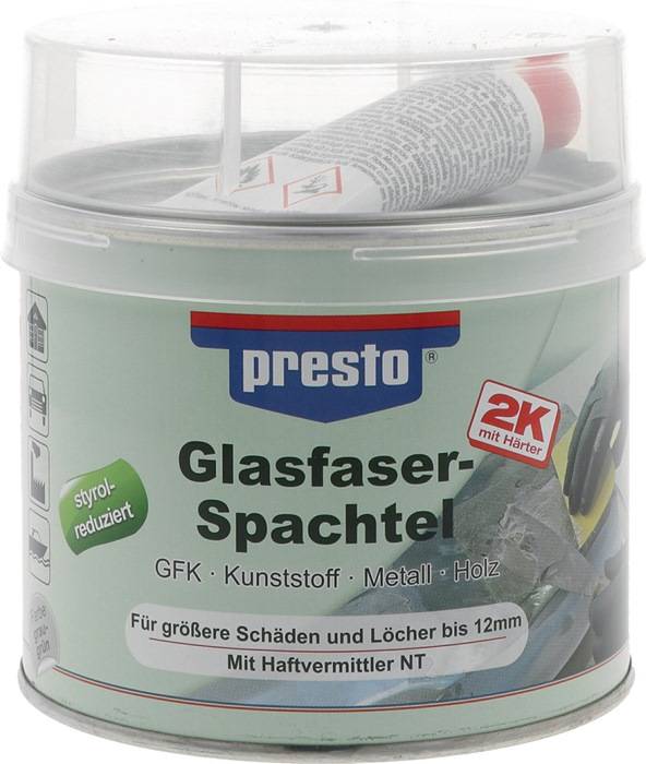 2K-Glasfaserspachtel prestolith® ext.grau-grün,Härter rot 1000g Dose PRESTO-0