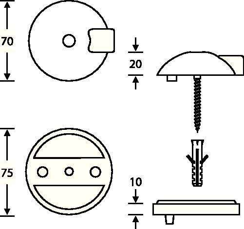 Bodentürpuffer 38 3884 D.70mm H.20mm Alu.naturf./F1 Dübelmontage FSB-2