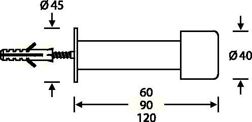 Wand-Türpuffer,120mm 0 38 3880,F69 matt,Ø40mm FSB-2