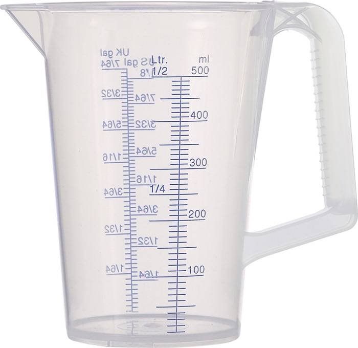 Messbecher 0,5l blau bedruckte Skala PP PRESSOL-0