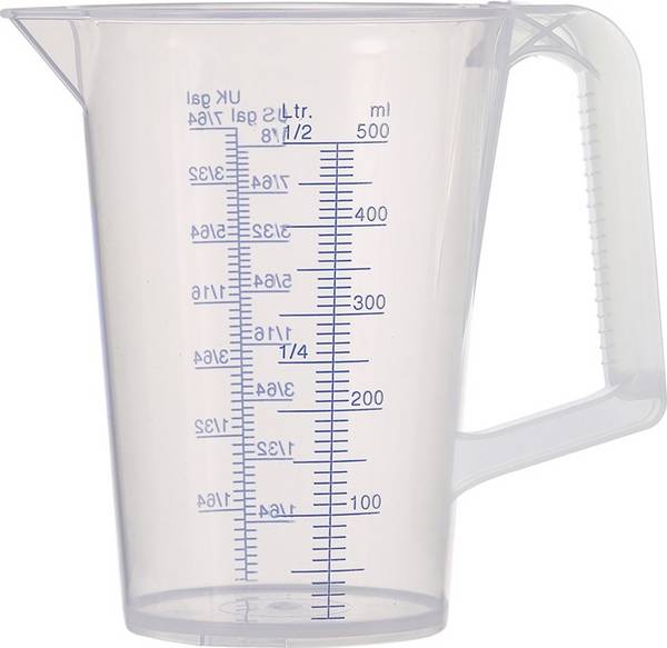 Messbecher 0,5l blau bedruckte Skala PP PRESSOL