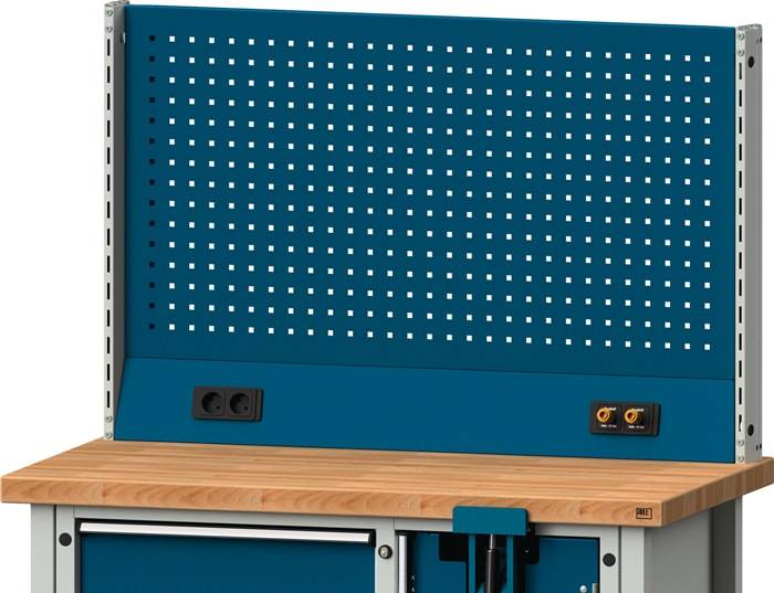 Werkbankaufbau B1165xH650mm enzianblau Lochblech,Energieleiste ANKE-0