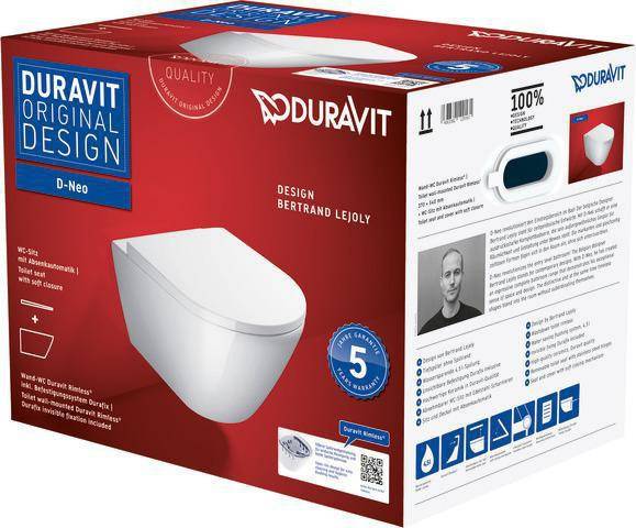 Duravit Wand-WC-Set D-NEO tief rim. mit WC-Sitz inkl. Durafix weiß-1