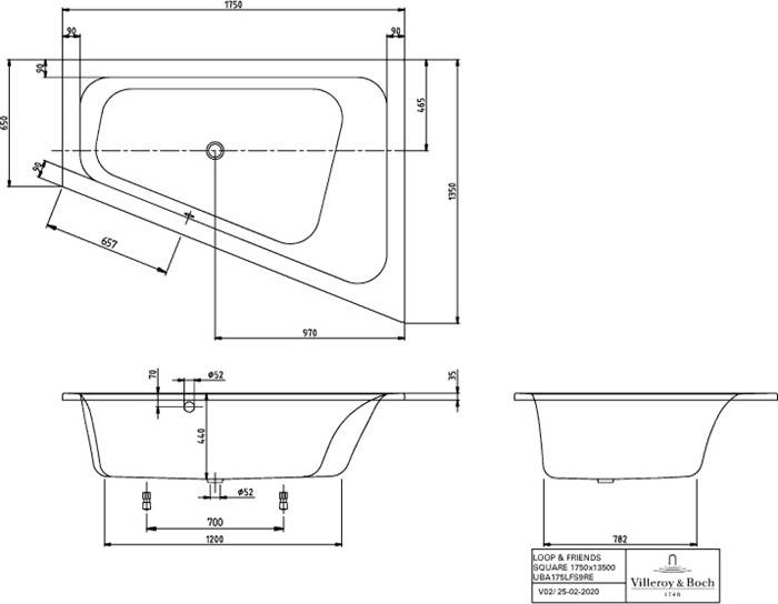 V&B Whirlpoolsystem LOOP & FRIENDS m EcW re Ausf 1750x1350mm Tech. Pos 1 we-1