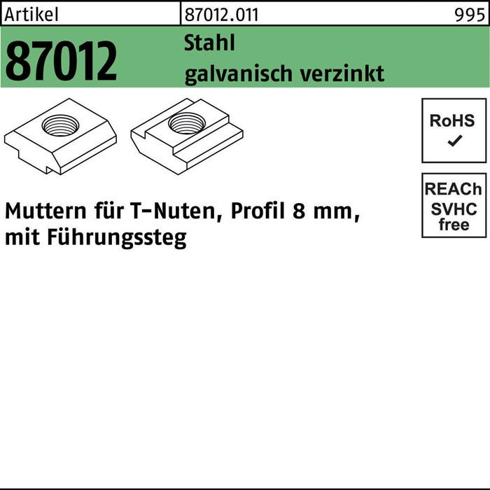 T-Nutenmutter R 87012 Führungssteg 8mm M8 Stahl galv.verz. 1000Stück-0