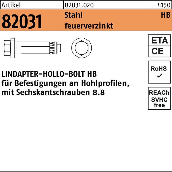 Hohlraumdübel R 82031 6-ktschraube HB 20-3 (150/86) 8.8 feuerverz. 1St LINDAPTER-0
