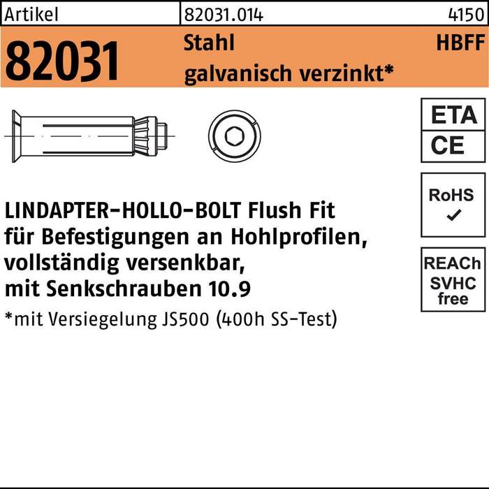 Hohlraumdübel R 82031 HBFF 10-2 ( 70/45) 10.9 galv.verz. 1St. LINDAPTER-0