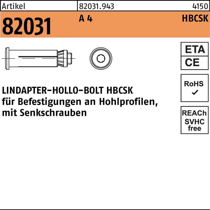 Hohlraumdübel R 82031 Senkschraube HBCSK 12-1 ( 55/25) A 4 1 Stück LINDAPTER-0