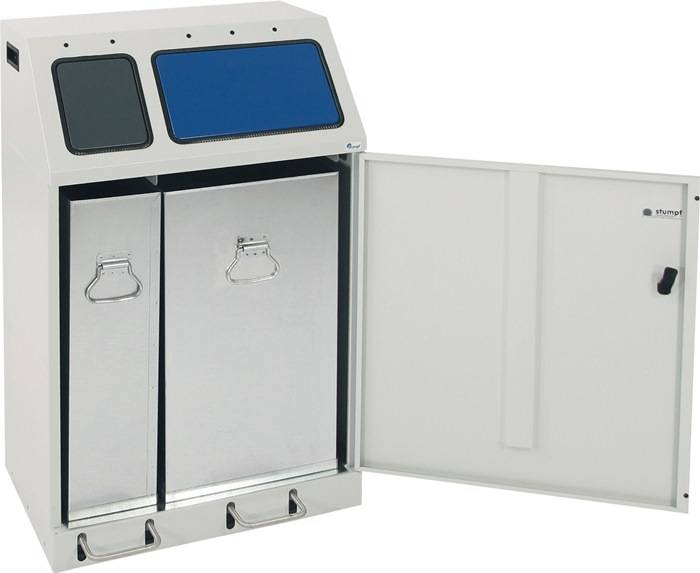 Wertstoffsammler 1x30,1x60l H920xB580xT380mm lichtgrau/anthrazitgrau/enzianblau-0