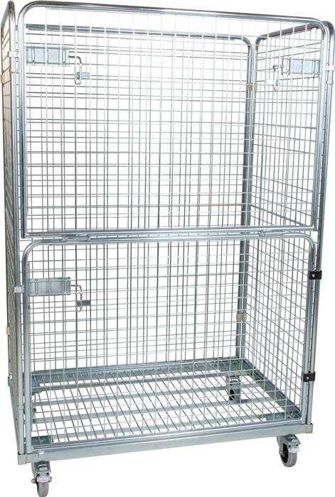 Rollbehälter L1200xB800xH1820mm 3Seitenw.u.Vorderw.klappb. Elastic,grau Bereif.-0