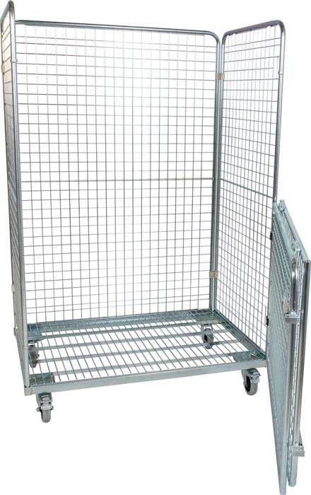 Rollbehälter L1200xB800xH1820mm 3Seitenw.u.Vorderw.klappb. Elastic,grau Bereif.-1