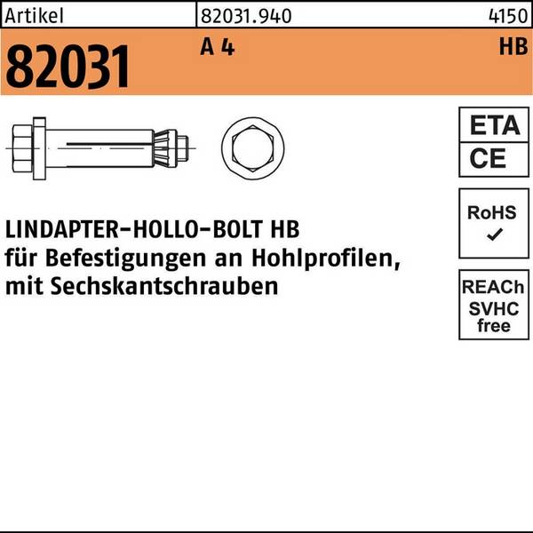 Hohlraumdübel R 82031 6-ktschraube HB 16-1 ( 75/29) A 4 1 Stück LINDAPTER