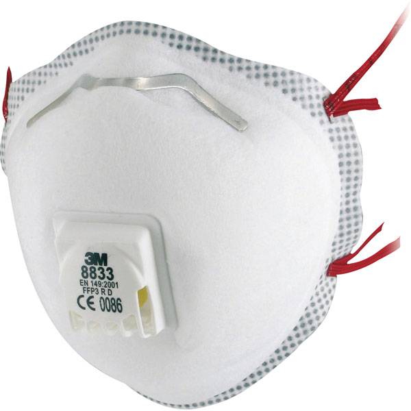 3M 8300 Einweggesichtsmaske Universal mit Ventil FFP3 EN 149:2001 + A1:2009 Weiß Eingegossen 10 Per Pack Stück
