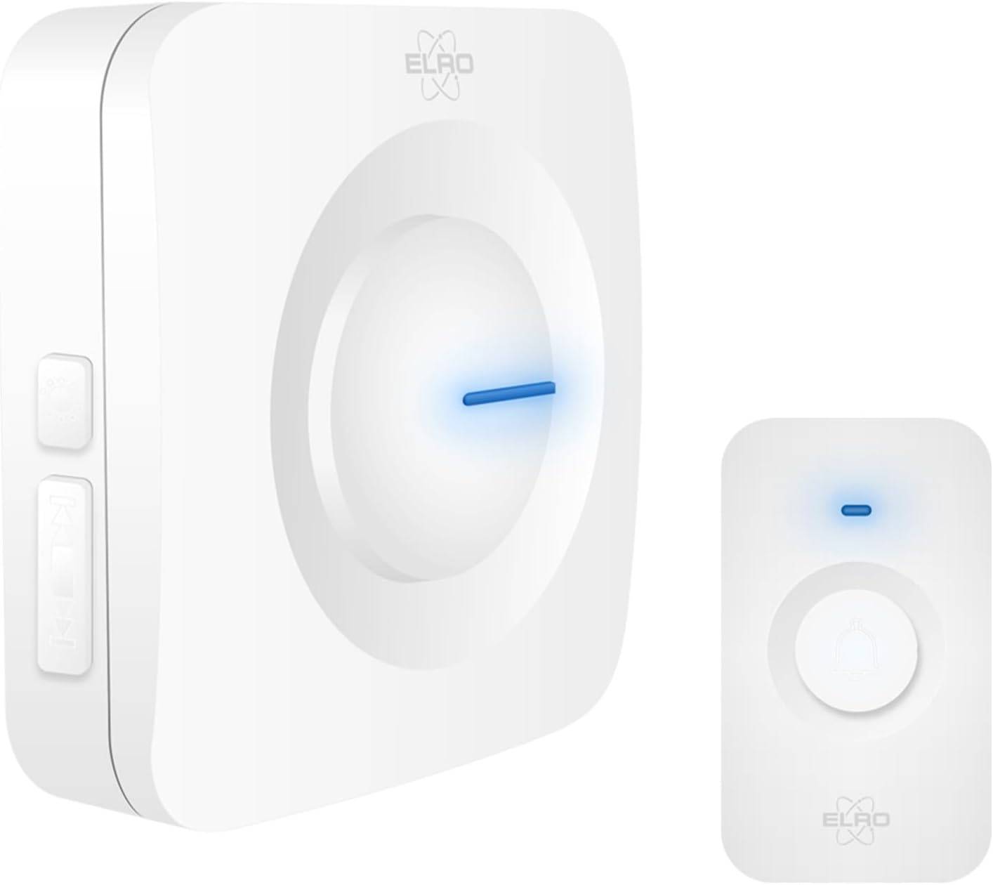 ELRO DB3000 Funk Türklingel Set - Tragbare Empfänger mit Batterie - Wasserdicht, 300m Reichweite, 64 Melodien - Weiß,-0