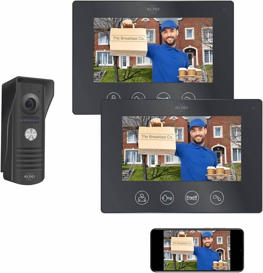 ELRO DV50 IP Wifi Türsprechanlage-mit 2x 7 Zoll Farbbildschirm-Anzeigen und Kommunizieren via App, Mit 2 Monitoren-0