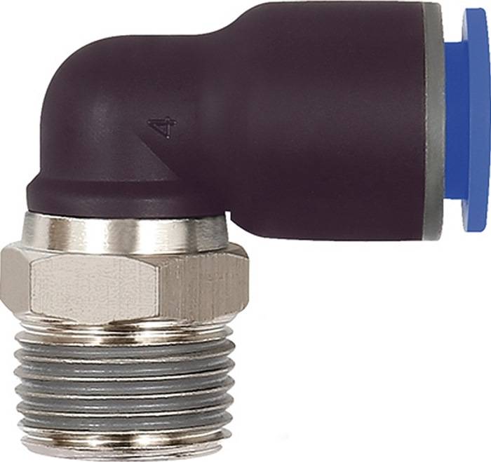 L-Steckverschraubung Bl.Ser.AG R 1/4 Zoll SW 14mm m.Gewindebesch.,drehb.kon.8mm-0