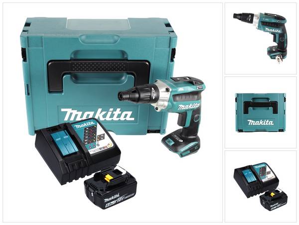 Makita DFS 251 RG1J Akku Trockenbauschrauber 18 V Brushless + 1x Akku 6,0 Ah + Ladegerät + Makpac