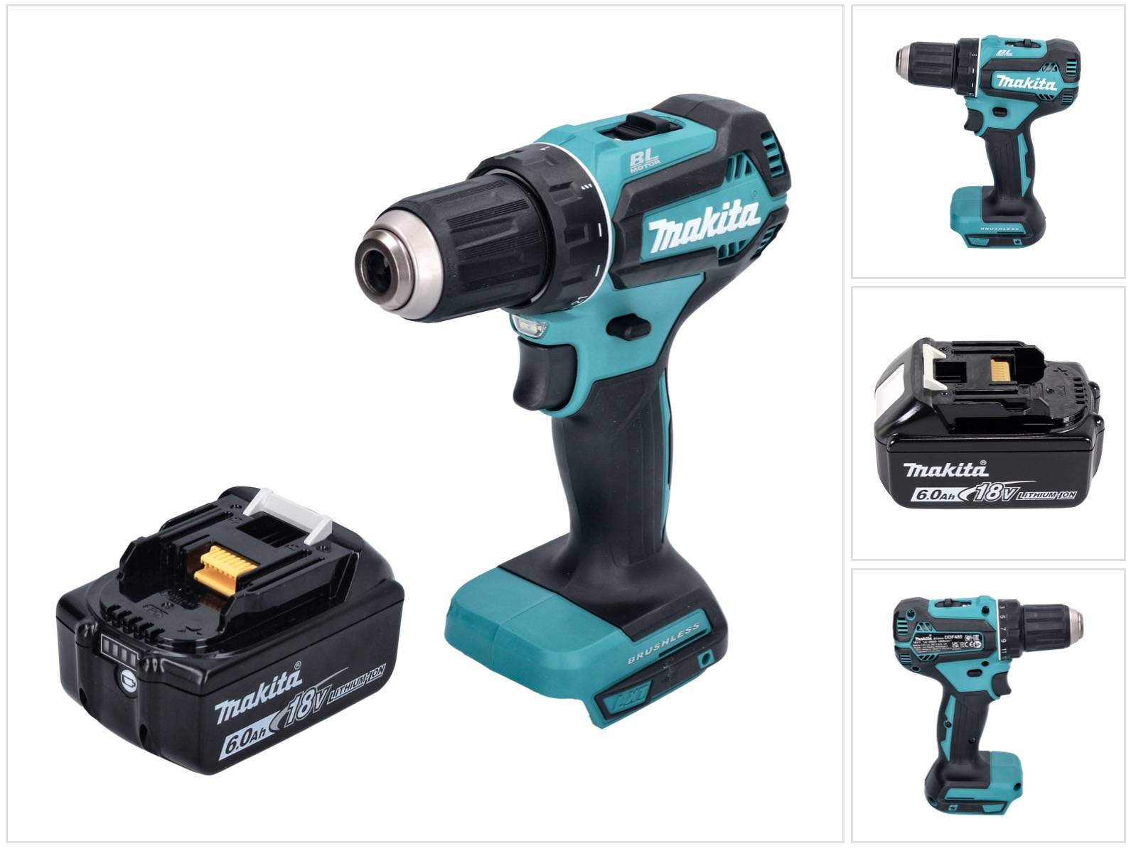 Makita DDF 485 G1 Akku Bohrschrauber 18 V 50 Nm Brushless + 1x Akku 6,0 Ah - ohne Ladegerät-0