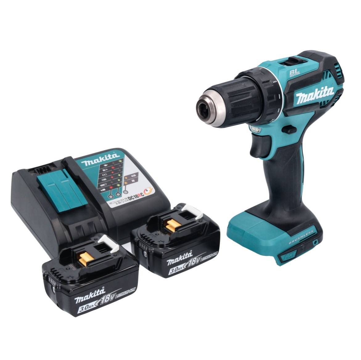 Makita DDF 485 RF Akku Bohrschrauber 18 V 50 Nm Brushless + 2x Akku 3,0 Ah + Ladegerät-1