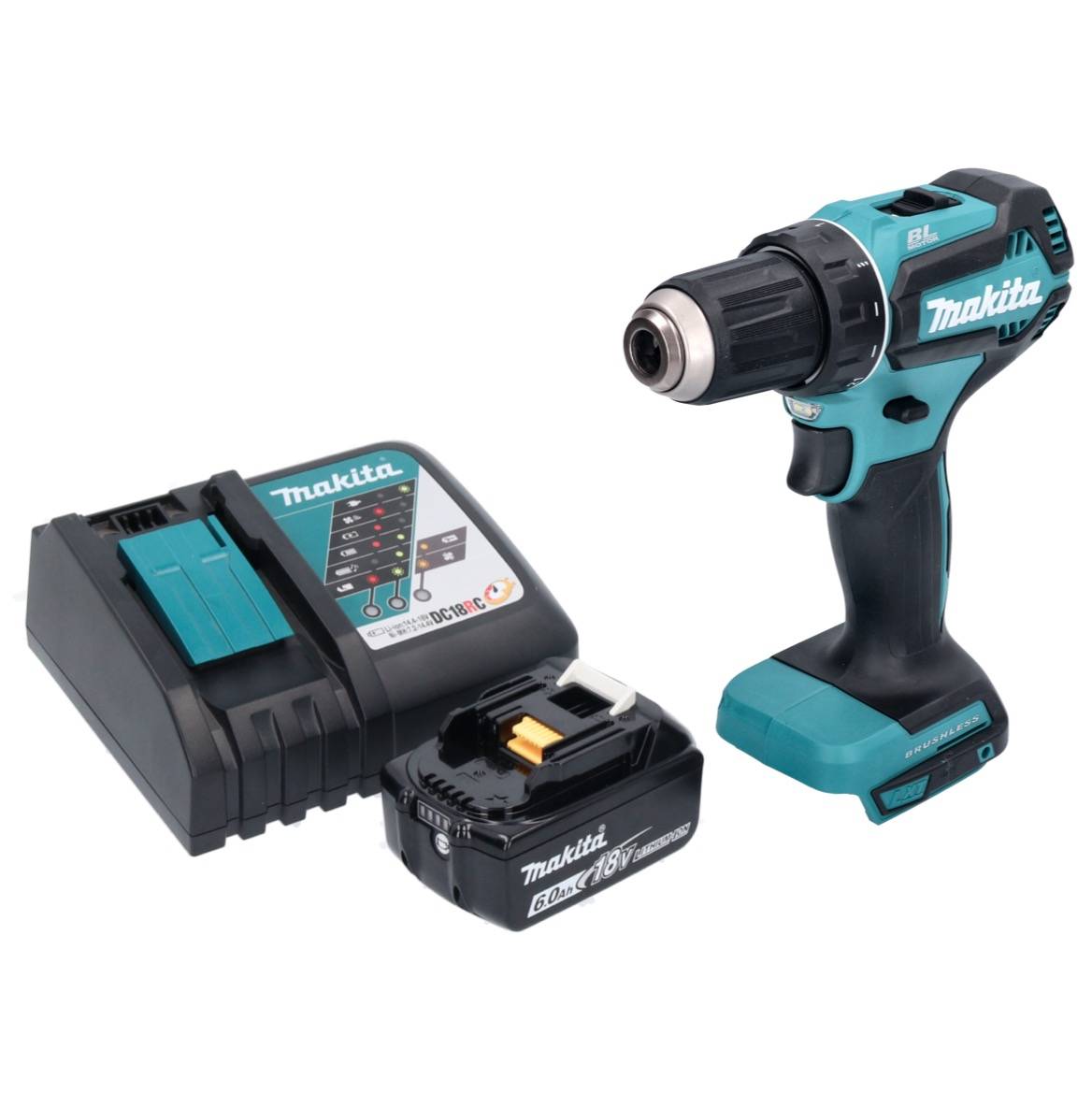 Makita DDF 485 RG1 Akku Bohrschrauber 18 V 50 Nm Brushless + 1x Akku 6,0 Ah + Ladegerät-1