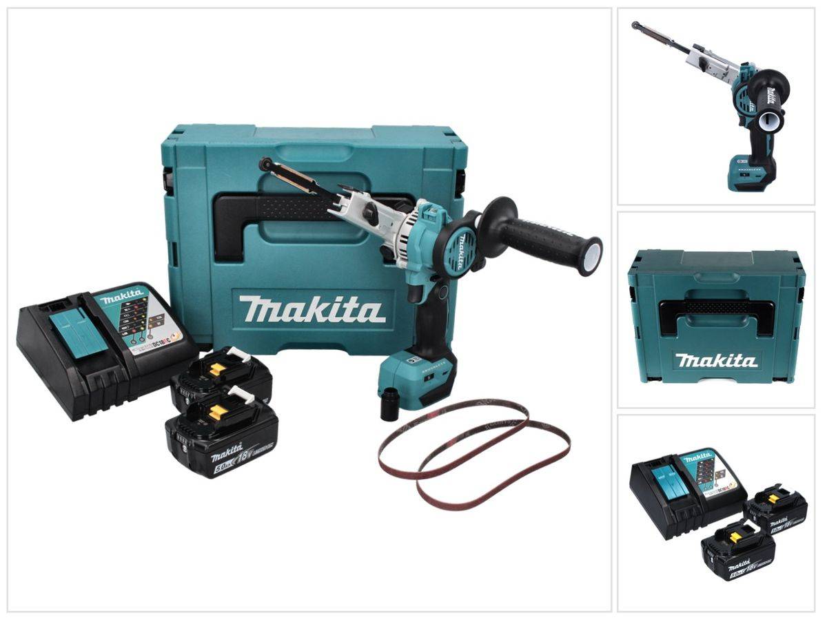 Makita DBS 180 RTJ Akku Bandfeile 18 V 9 x 533 mm Brushless + 2x Akku 5,0 Ah + Ladegerät + Makpac-0