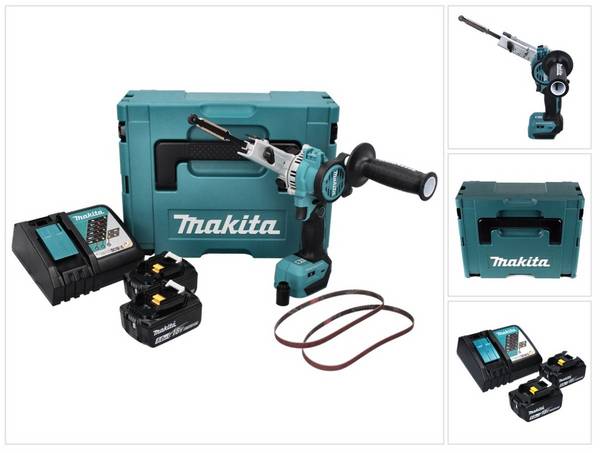 Makita DBS 180 RTJ Akku Bandfeile 18 V 9 x 533 mm Brushless + 2x Akku 5,0 Ah + Ladegerät + Makpac