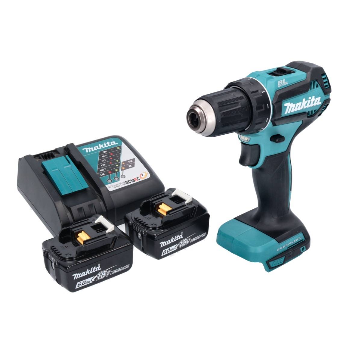 Makita DDF 485 RG Akku Bohrschrauber 18 V 50 Nm Brushless + 2x Akku 6,0 Ah + Ladegerät-1