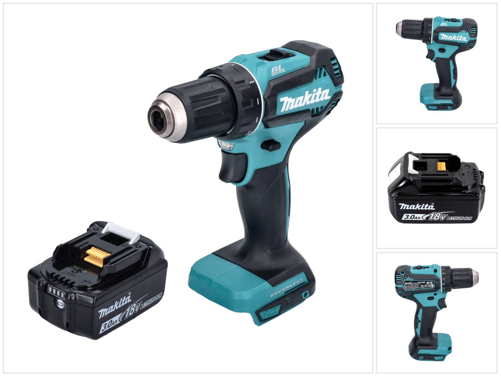 Makita DDF 485 F1 Akku Bohrschrauber 18 V 50 Nm Brushless + 1x Akku 3,0 Ah - ohne Ladegerät-0