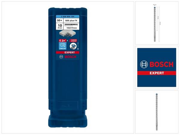 Bosch Expert SDS plus 7X Hammerbohrer 10,0 x 215 mm 50 Stk. ( 2608900194 ) 4 Schneiden Carbide Technology
