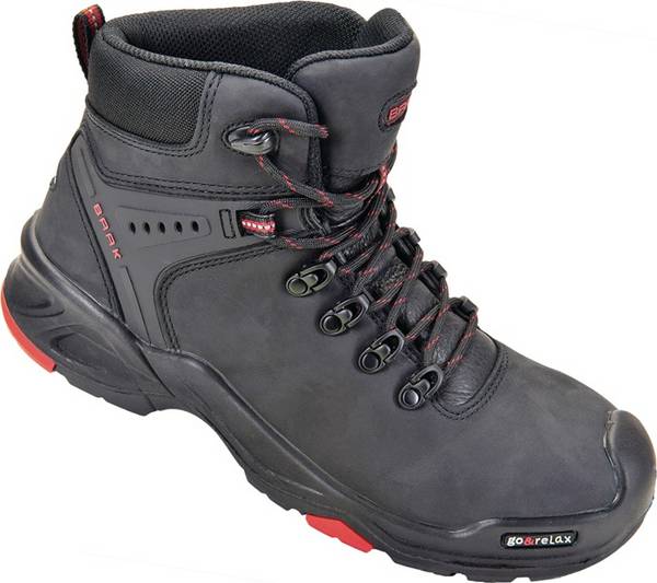 Sicherheitsstiefel Brooklyn Gr.42 schwarz/rot Leder S3 SRC HRO EN20345 BAAK