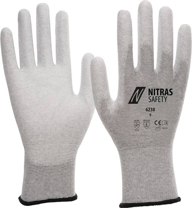 Handschuhe 6230 Gr.8 grau/weiß EN 388,EN 16350 PSA II 12 NITRAS