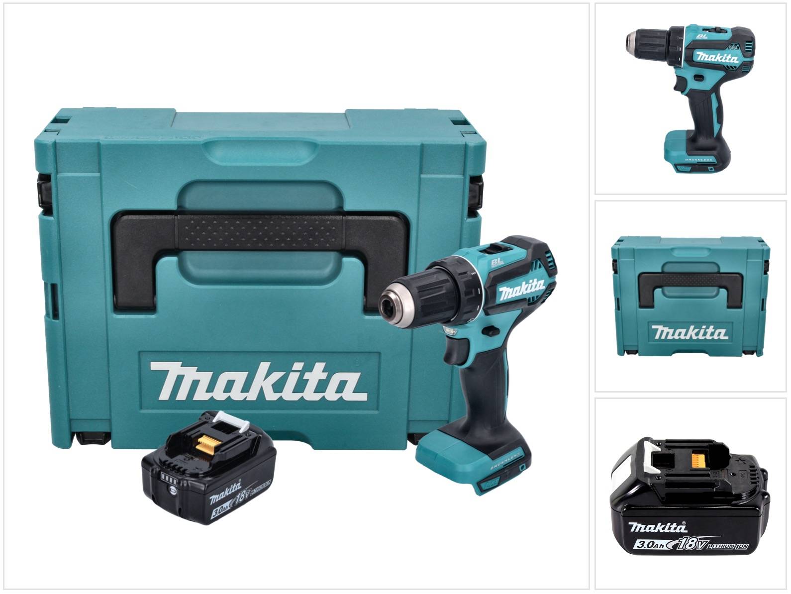 Makita DDF 485 F1J Akku Bohrschrauber 18 V 50 Nm Brushless + 1x Akku 3,0 Ah + Makpac - ohne Ladegerät-0