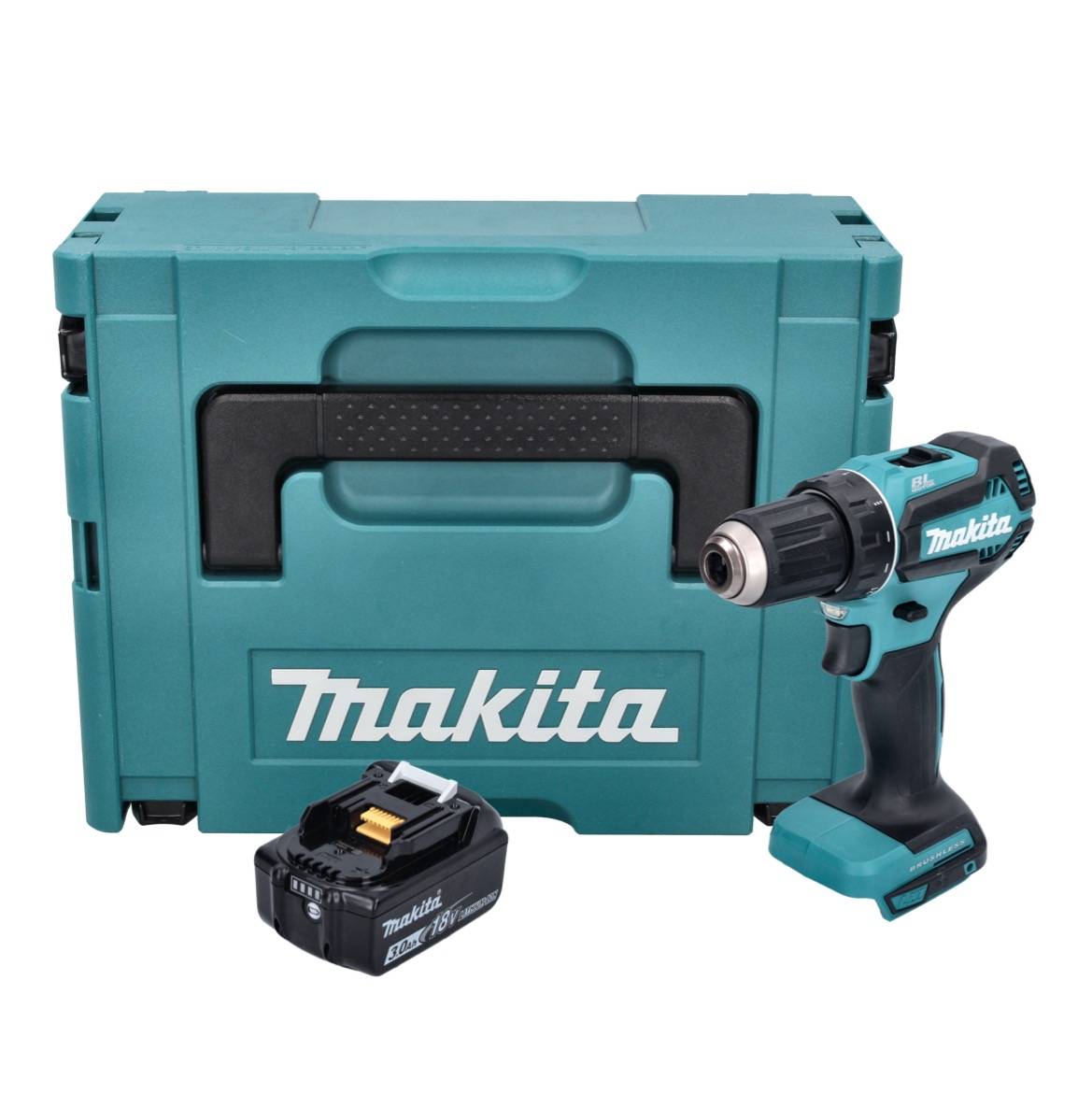 Makita DDF 485 F1J Akku Bohrschrauber 18 V 50 Nm Brushless + 1x Akku 3,0 Ah + Makpac - ohne Ladegerät-1