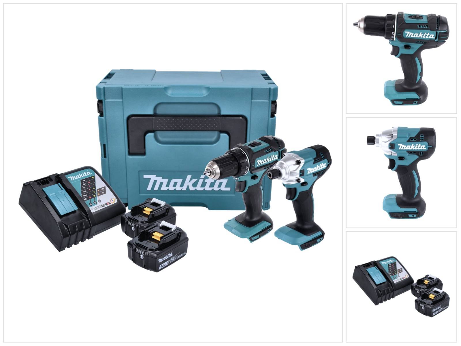 Makita DLX 2339 J Akku Combo Kit DDF 482 Akku Bohrschrauber + DTD 156 Akku Schlagschrauber + 2x Akku 3,0-0