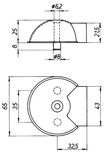 Türpuffer 3847 D.65mm H.25mm VA ma Dübelmontage DENI-3