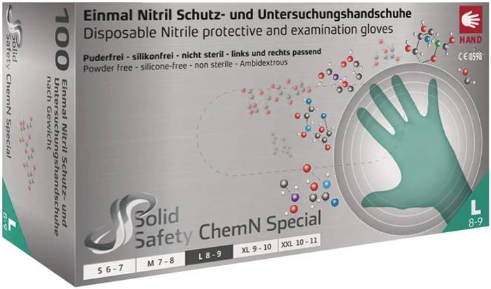 Einweghandschuh SolidSafety ChemN Special Gr.XL grün Nitril PSA III-1