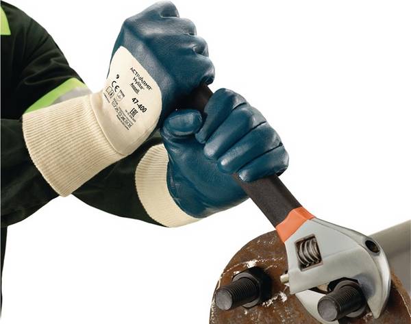 Handschuhe ActivArmr Hylite 47-400 Gr.8 weiß/blau EN 388 PSA II ANSELL