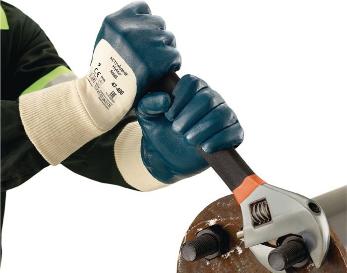 Handschuhe ActivArmr Hylite 47-400 Gr.8 weiß/blau EN 388 PSA II ANSELL-0