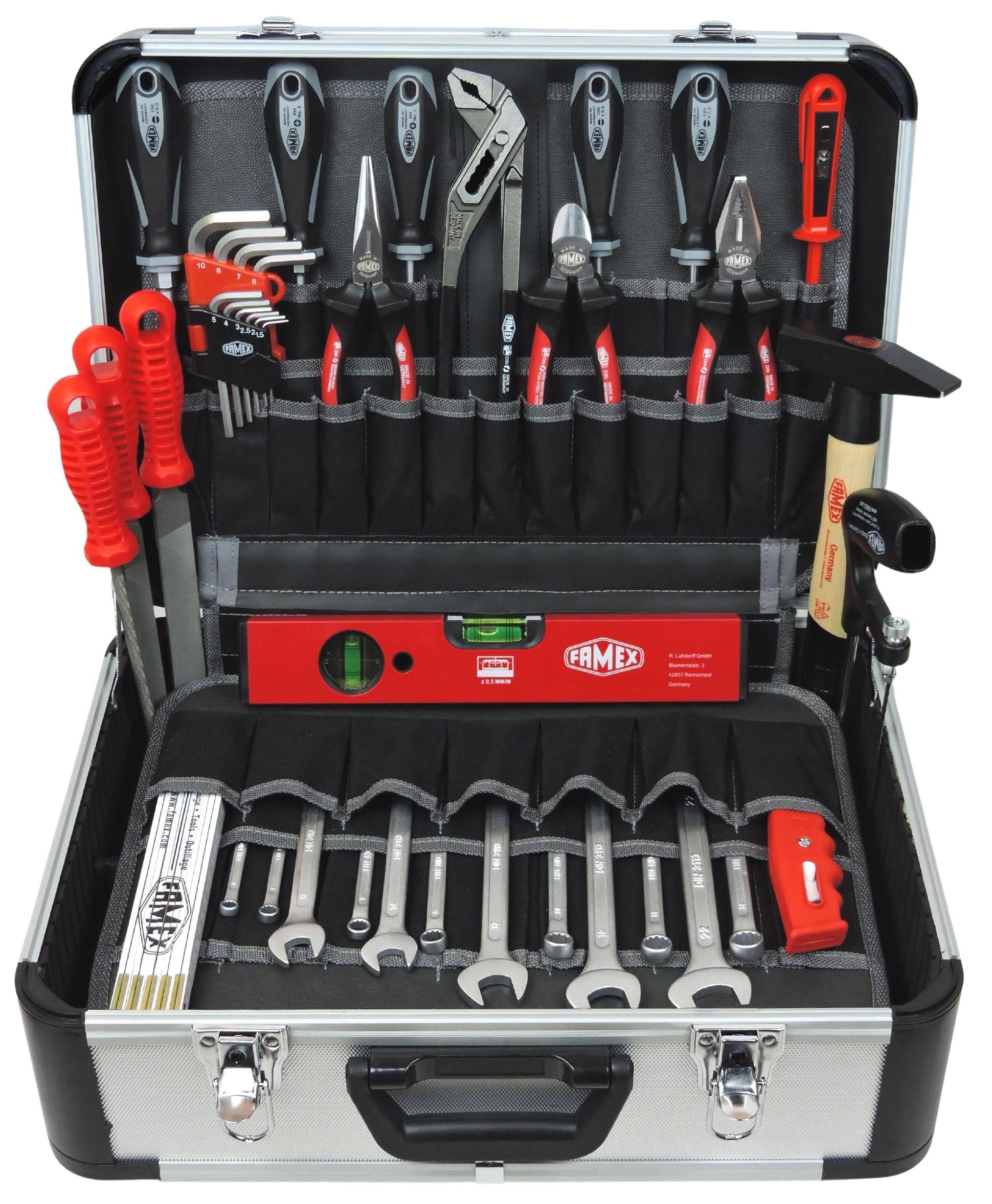 FAMEX 429-88 Alu Werkzeugkoffer bestückt mit Werkzeug Set - PROFFESIONAL-0