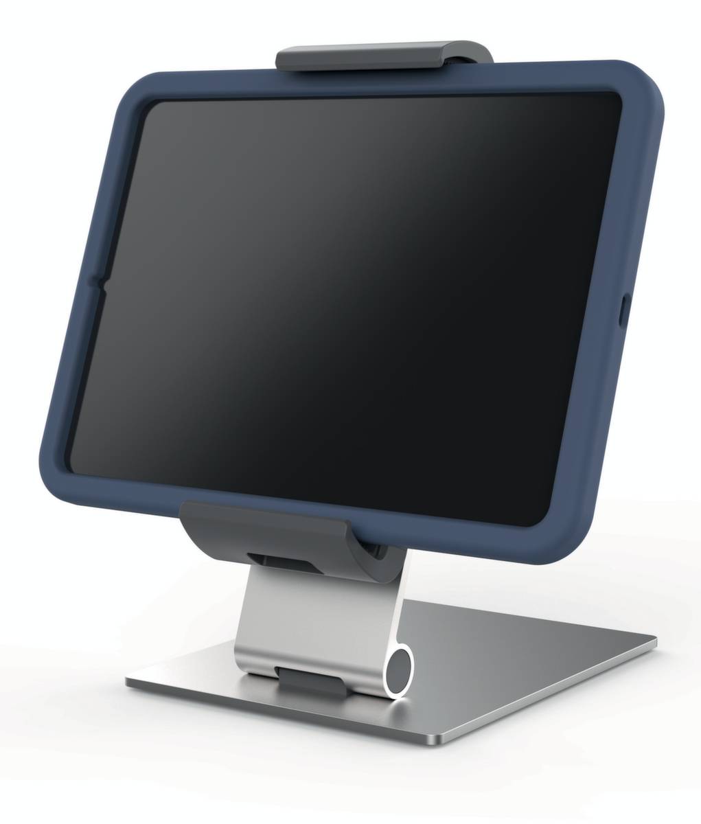 Tablet-Tischständer,HxBxT 242x155x183mm,Langloch f. Ladekabel,schwarz,Gestell metallic-silber-0