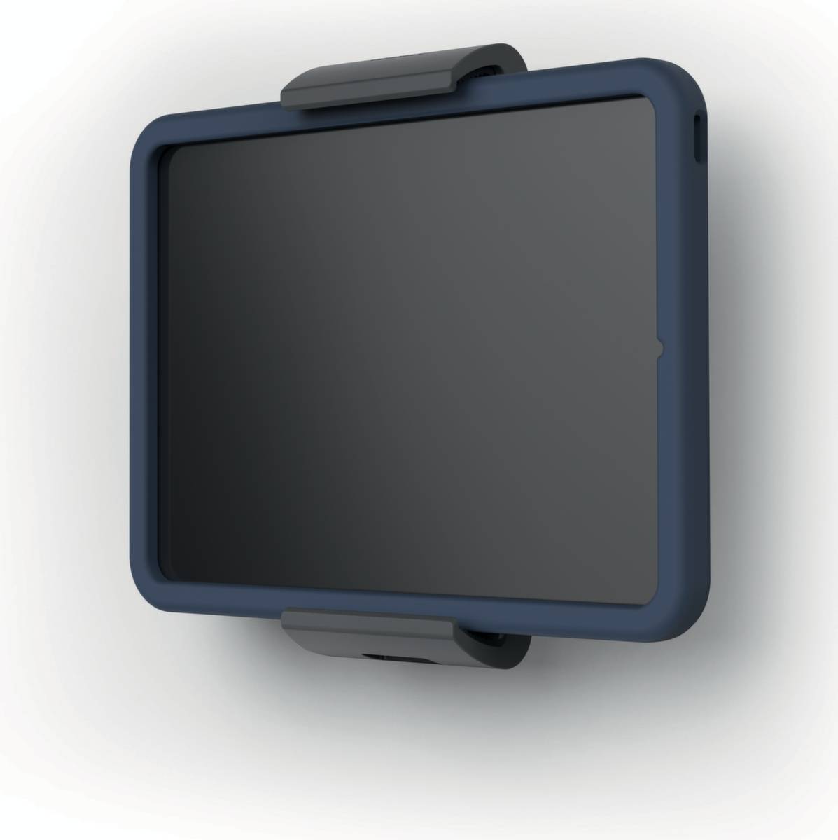 Tablet-Wandhalterung,HxBxT 225x95x170mm,Langloch f. Ladekabel,schwarz,Gestell metallic-silber-0