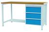 Kastenwerkbank, 1 Schubladenblock, 3 Schubladen: 3x200 mm Zylinderschloss, Multiplexpl. 40 mm BxTxH 2000x750x859 mm RAL