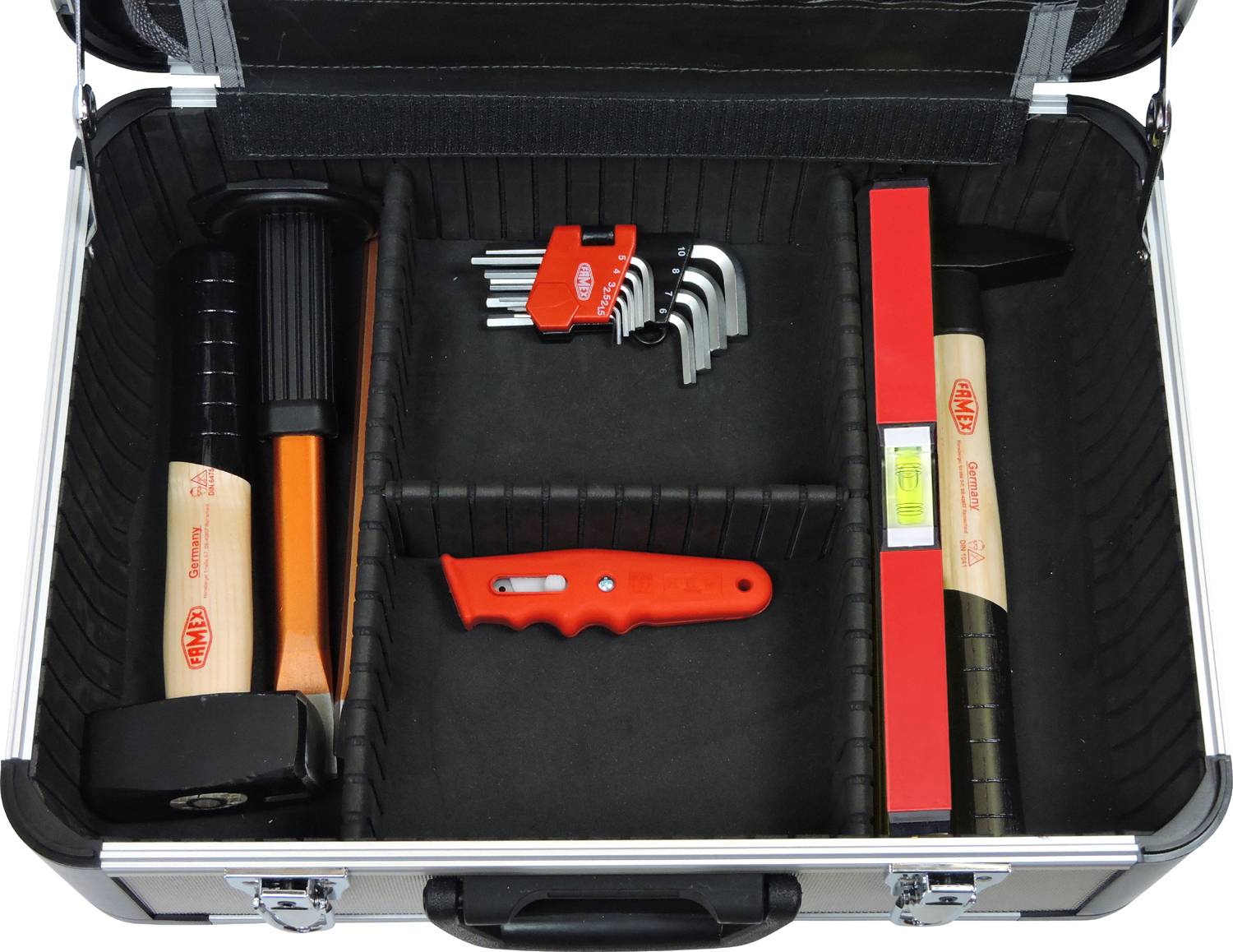 FAMEX 478-10 Profi Alu Werkzeugkoffer mit Werkzeug Set für den Elektriker-2