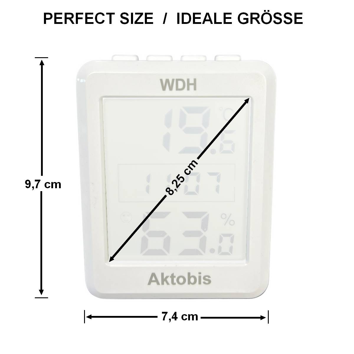 WDH Thermo-Hygrometer mit Uhr und Datum WDH-TH205-3